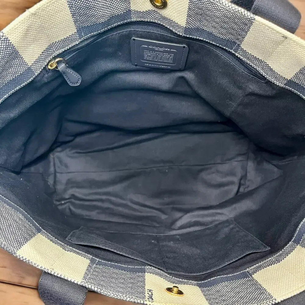 Coach F25919 Buffalo Plaid Canvas Tote Bag